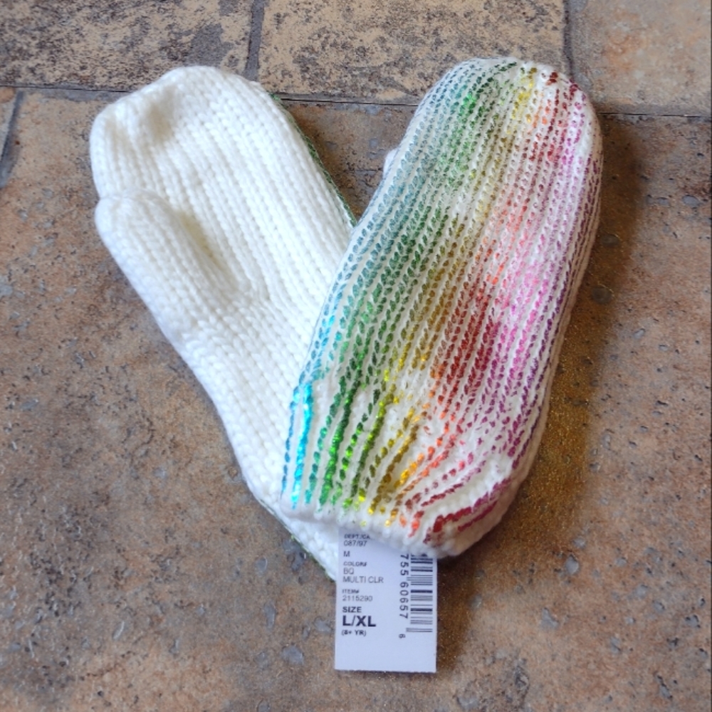 The Children's Place metallic rainbow mittens L/XL (8+ yr) BNWT